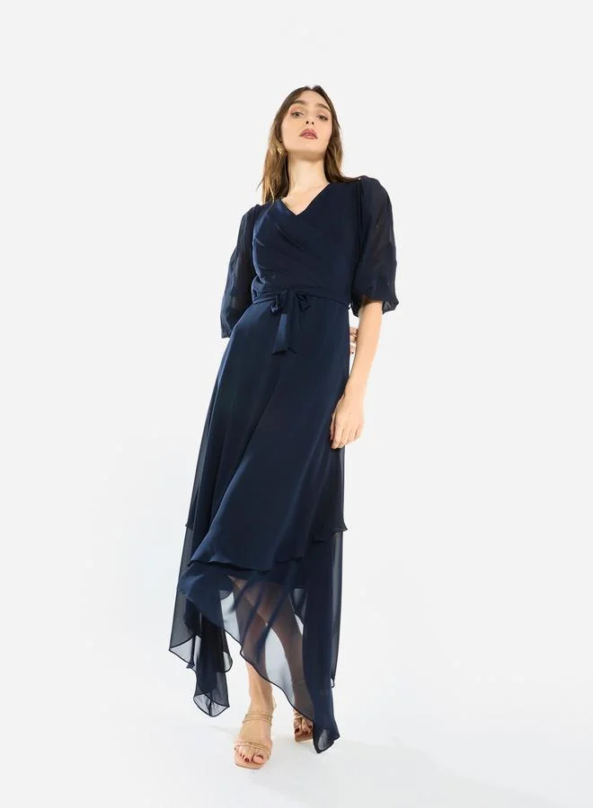 House of Moda Women Asymmetric Layered Chiffon Maxi Dress